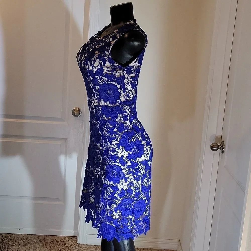 BRAND NEW RYAN MICHELLE LACE SLEEVELESS ROUNDNECK LINE DRESS - Picture 8 of 16